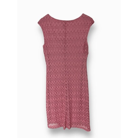 Size 12 PINK METALLIC LACE COWL NECK DRESS Wedding Shower Special Occasion - Picture 3 of 7